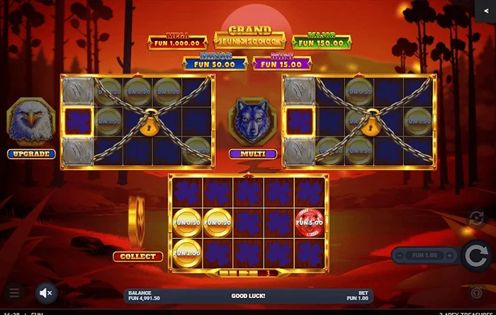 3 Apex Treasures - hold & Win dipicu dengan papan serigala
